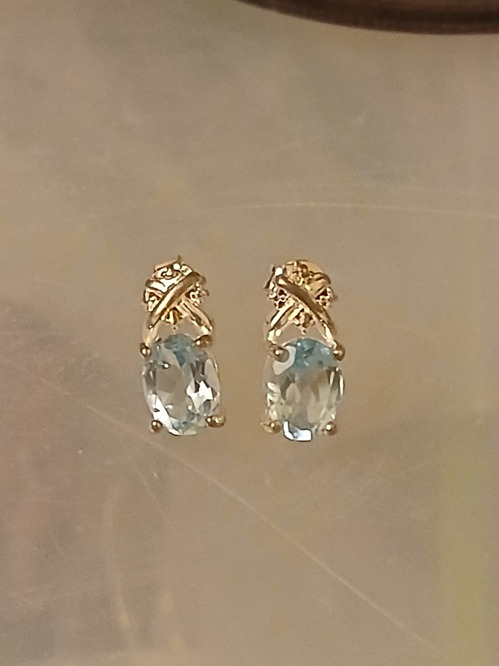 White Gold Earrings with Blue Topaz Gemstone Drops